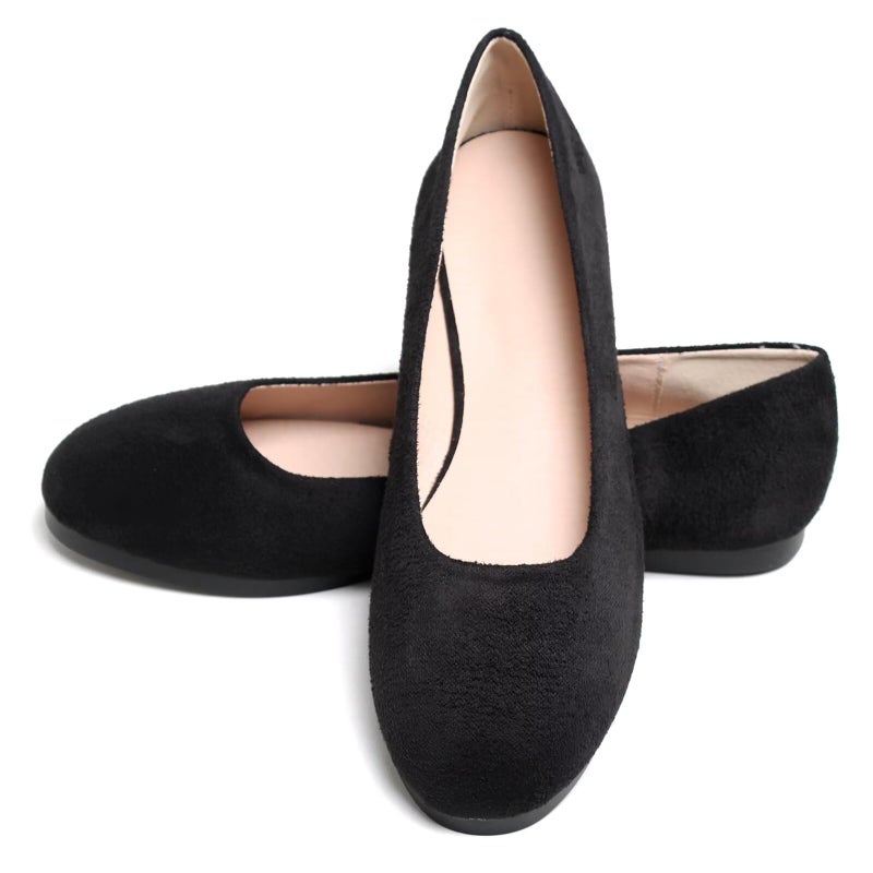 Dear Time Women Flat Shoes Comfortable Slip on Round Toe Ballet Flats, Simple Black Size 6.5 - Image 1